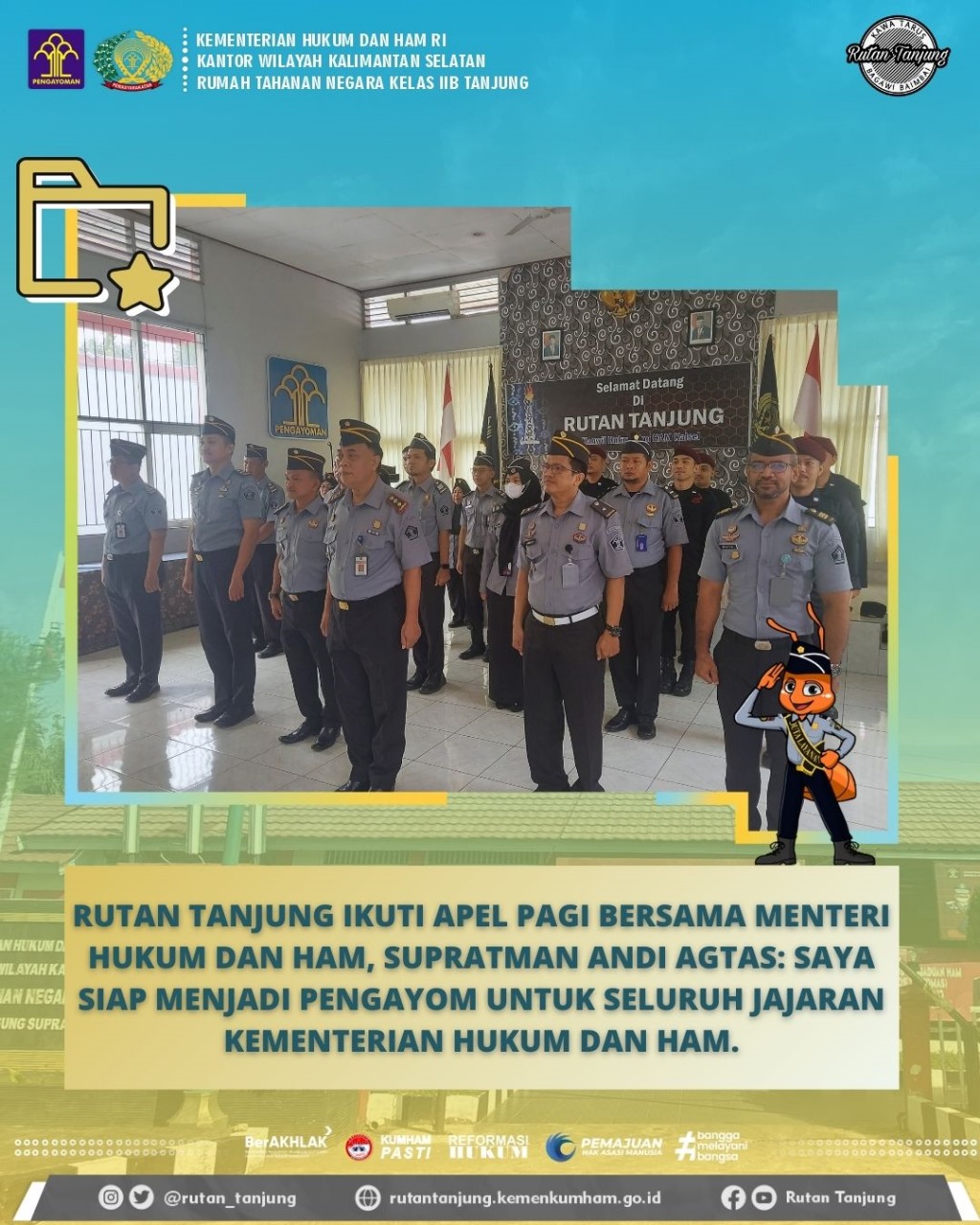 RUTAN TANJUNG IKUTI APEL PAGI BERSAMA MENTERI HUKUM DAN HAM SUPRATMAN