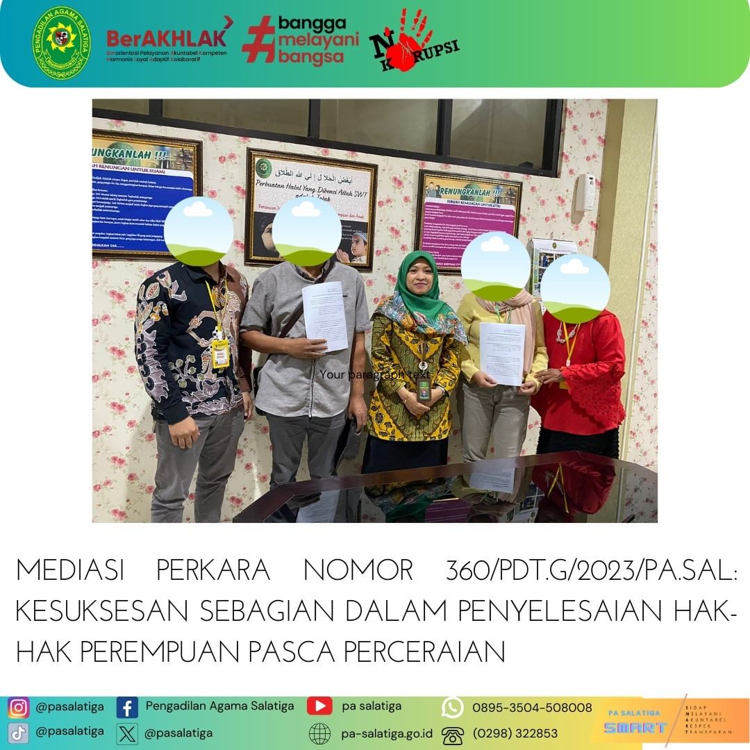 Mediasi Perkara Nomor 360/Pdt.G/2023/PA.Sal: Kesuksesan Sebagian Dalam ...